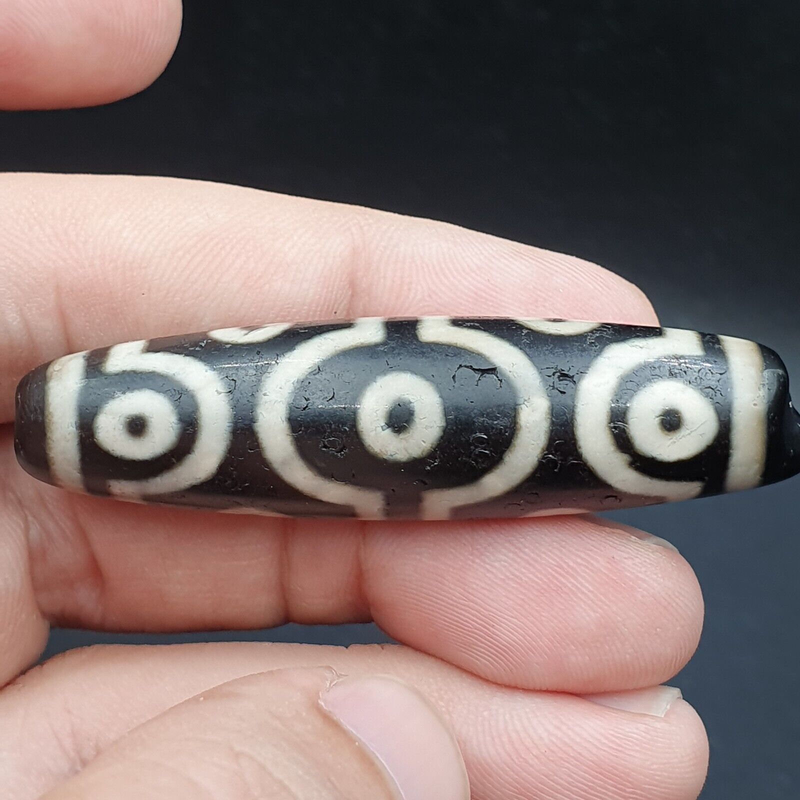 INDO TIBETAN Himalaya 10 Eyes Agate bead Amulet Religious Antiquities Dzi  ITB02