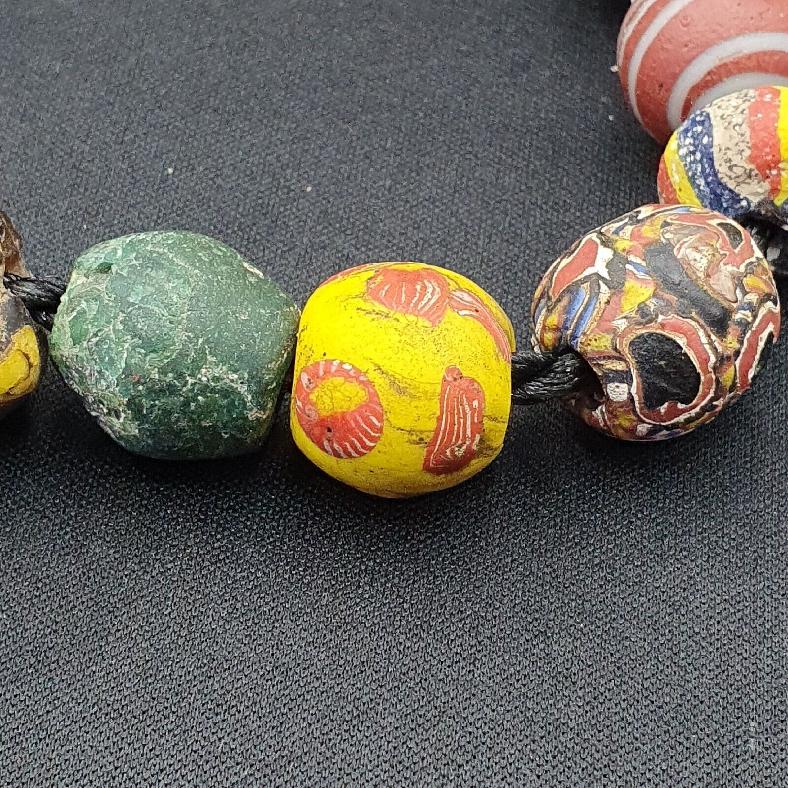 Lot 23 beads Ancient Roman to Early Islamic Mosaic Glass Gabri Beads Necklace.