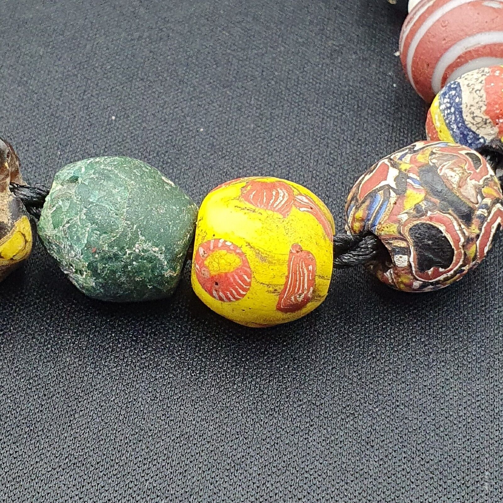 Lot 23 beads Ancient Roman to Early Islamic Mosaic Glass Gabri Beads Necklace.