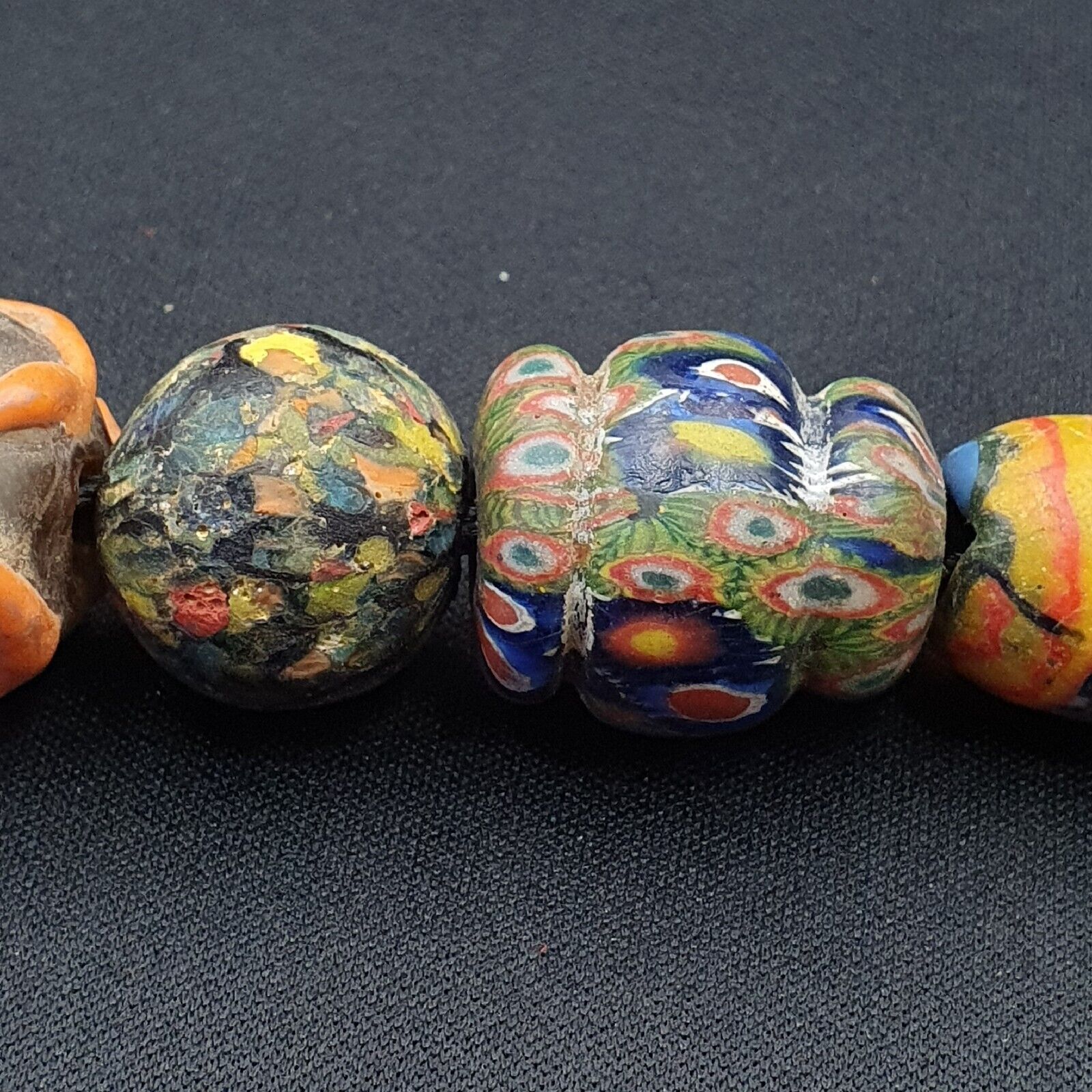 Lot 23 beads Ancient Roman to Early Islamic Mosaic Glass Gabri Beads Necklace.