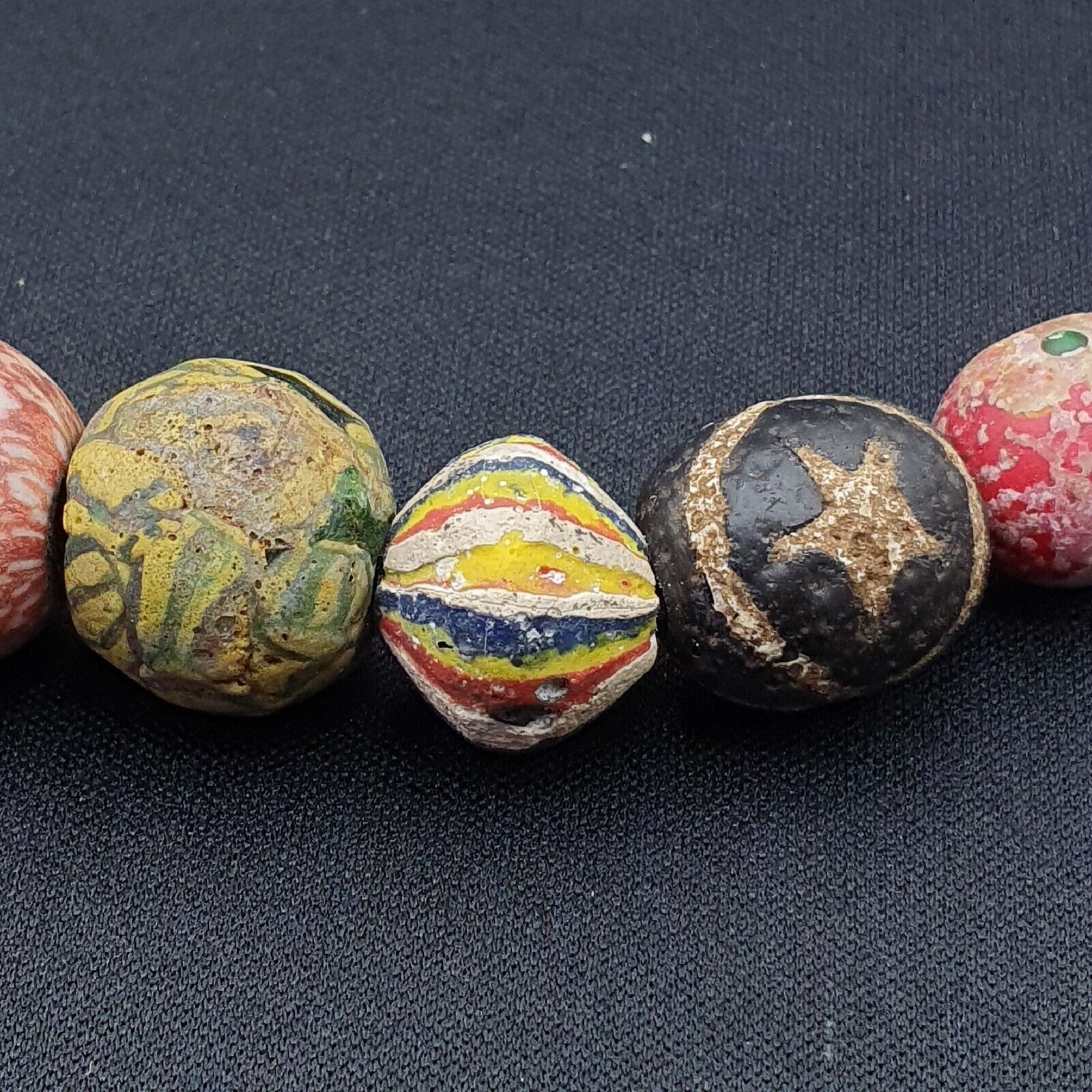 Lot 23 beads Ancient Roman to Early Islamic Mosaic Glass Gabri Beads Necklace.