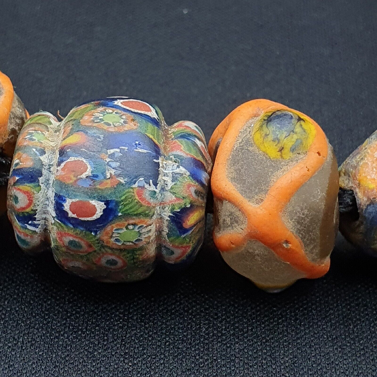 Lot 23 beads Ancient Roman to Early Islamic Mosaic Glass Gabri Beads Necklace.