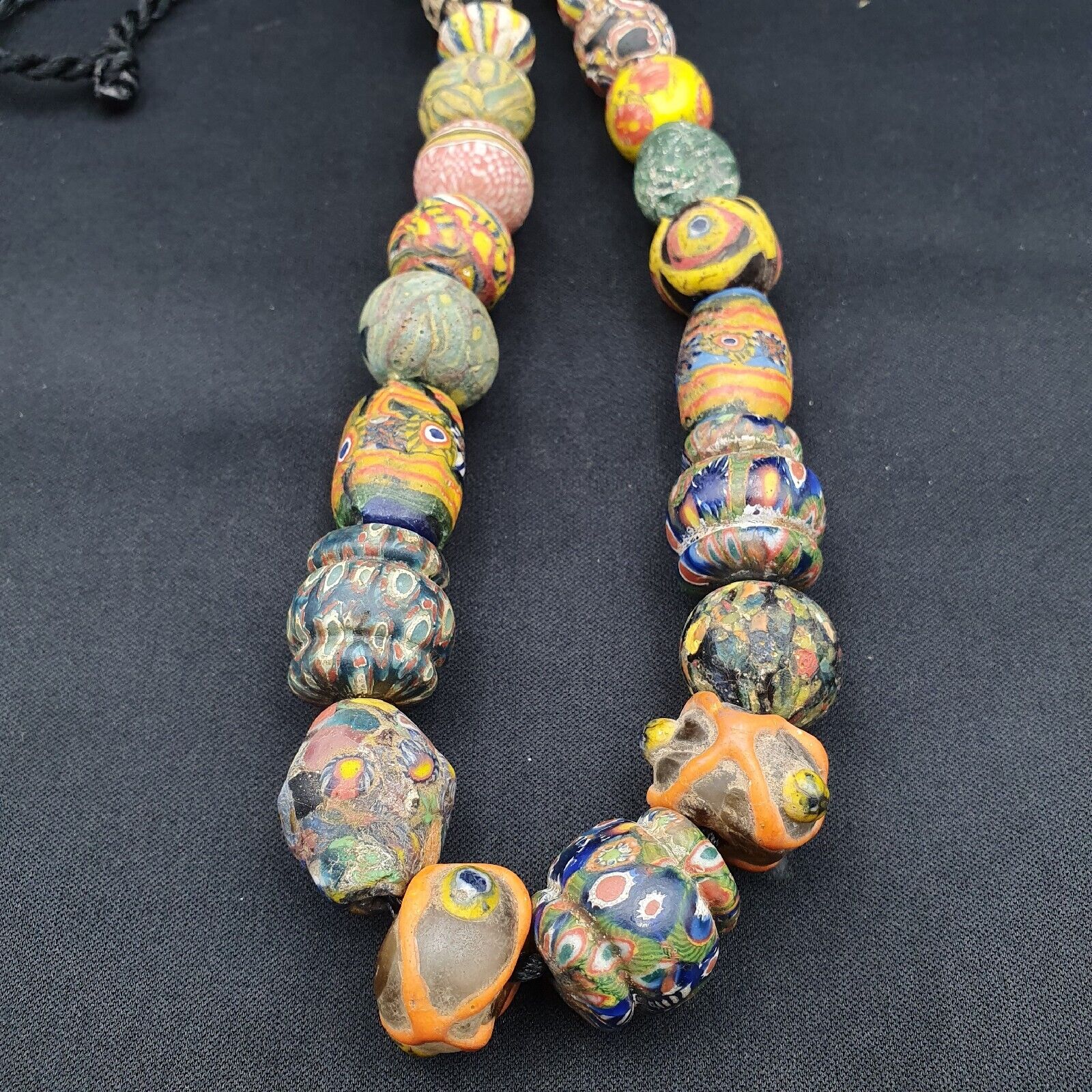 Lot 23 beads Ancient Roman to Early Islamic Mosaic Glass Gabri Beads Necklace.