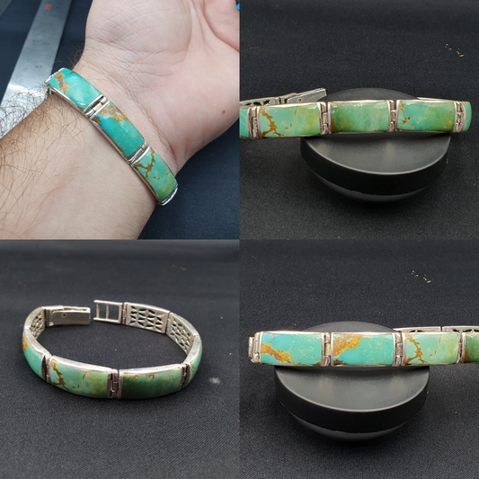 Beautiful Natural Kingman USA Turquoise 925 STERLING SILVER BRACELET
