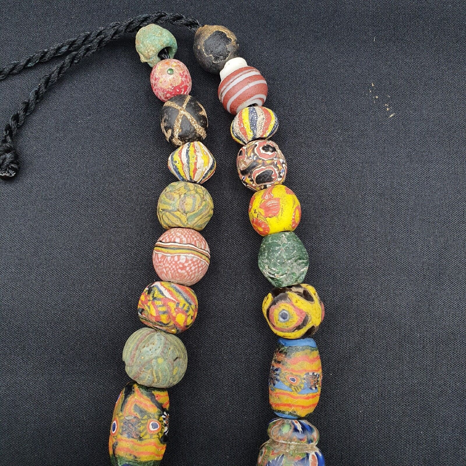 Lot 23 beads Ancient Roman to Early Islamic Mosaic Glass Gabri Beads Necklace.