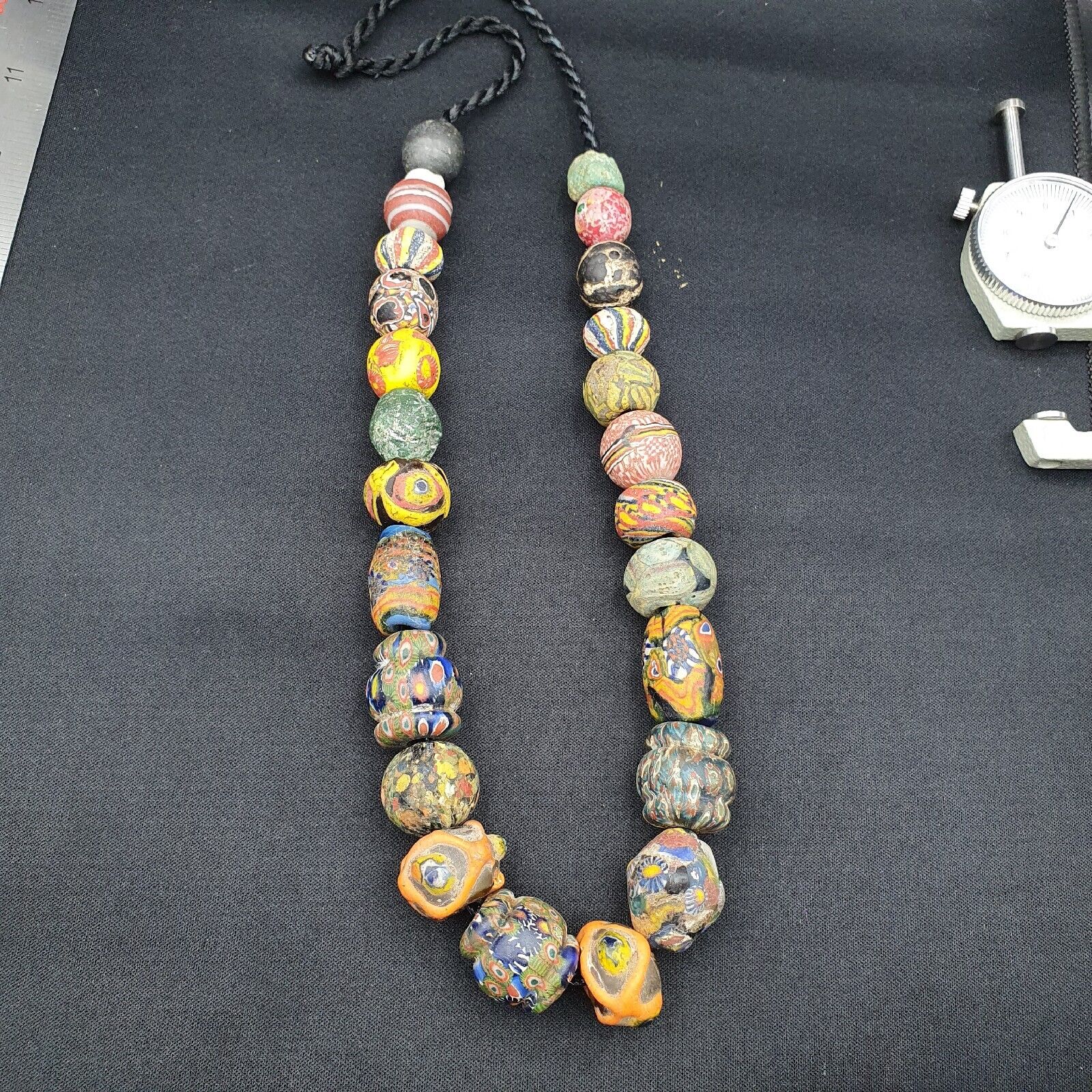 Lot 23 beads Ancient Roman to Early Islamic Mosaic Glass Gabri Beads Necklace.