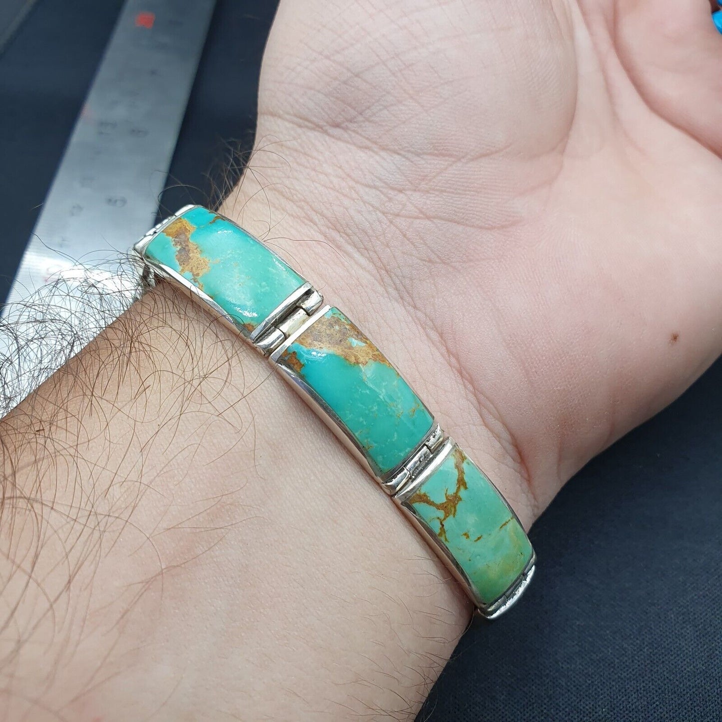 Wunderschönes natürliches Kingman USA Türkis 925 STERLING SILBER ARMBAND