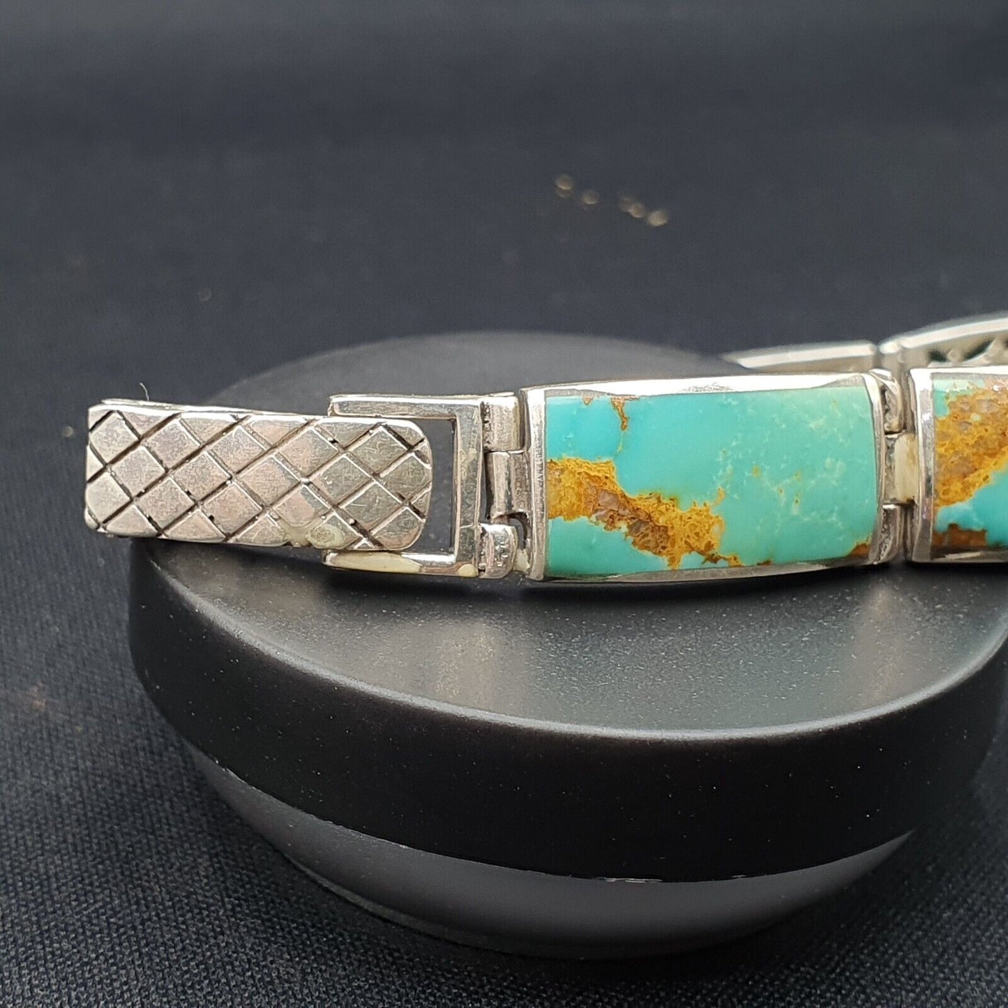 Wunderschönes natürliches Kingman USA Türkis 925 STERLING SILBER ARMBAND