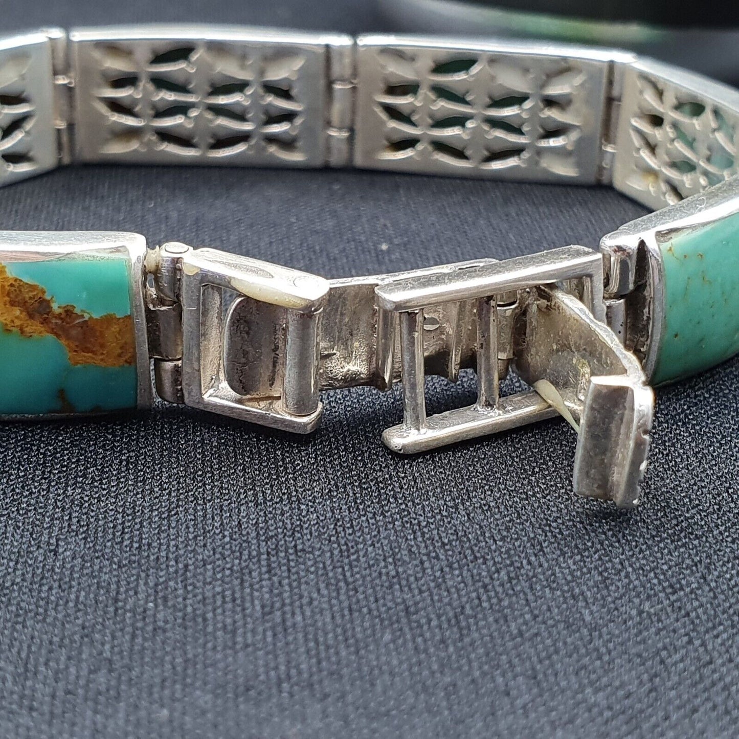 Wunderschönes natürliches Kingman USA Türkis 925 STERLING SILBER ARMBAND