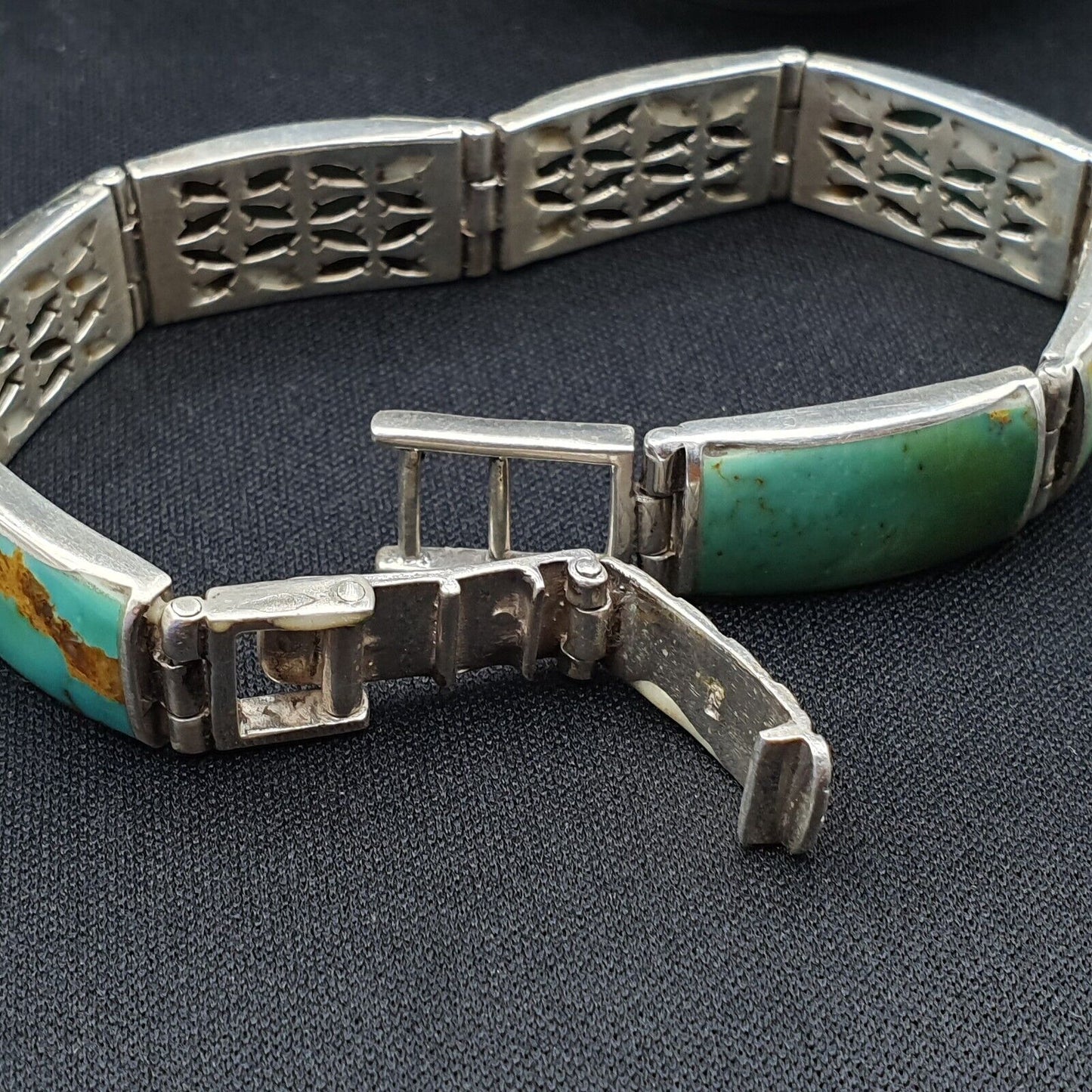 Wunderschönes natürliches Kingman USA Türkis 925 STERLING SILBER ARMBAND