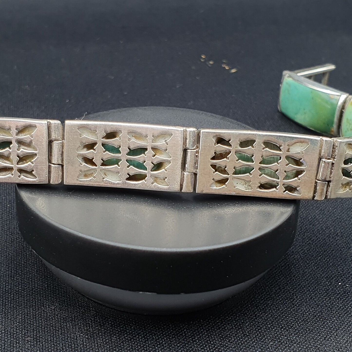 Wunderschönes natürliches Kingman USA Türkis 925 STERLING SILBER ARMBAND