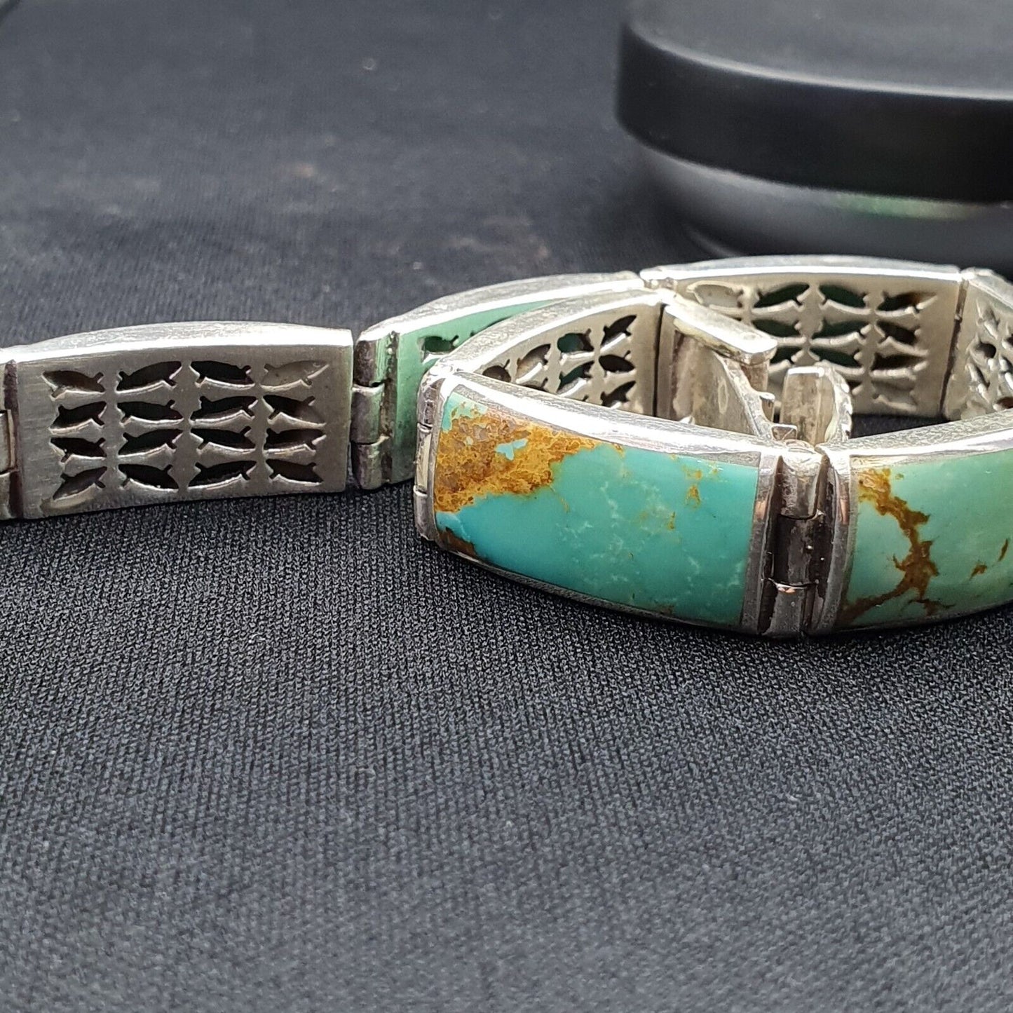 Wunderschönes natürliches Kingman USA Türkis 925 STERLING SILBER ARMBAND