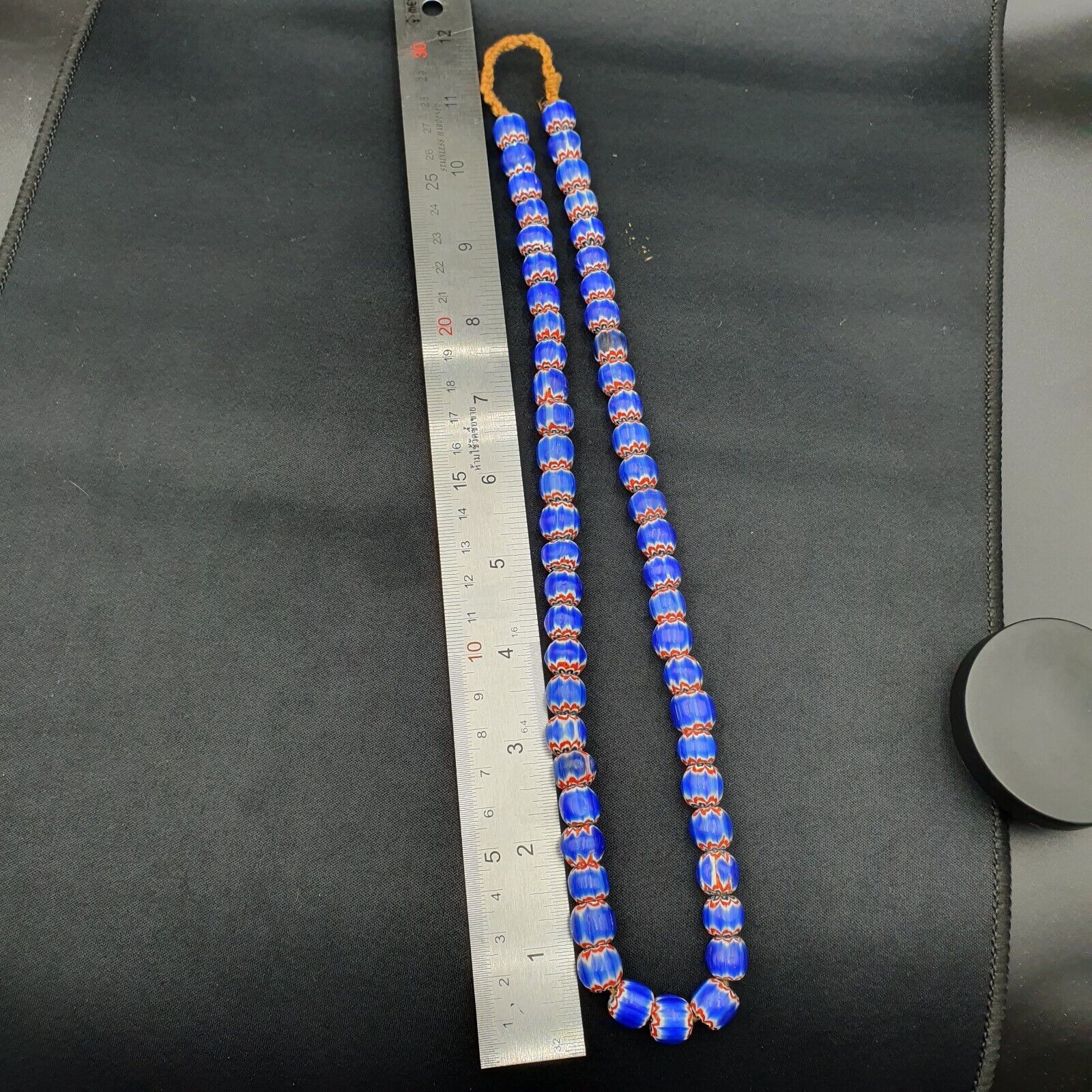 Vintage blue chevron African Glass beads Necklace