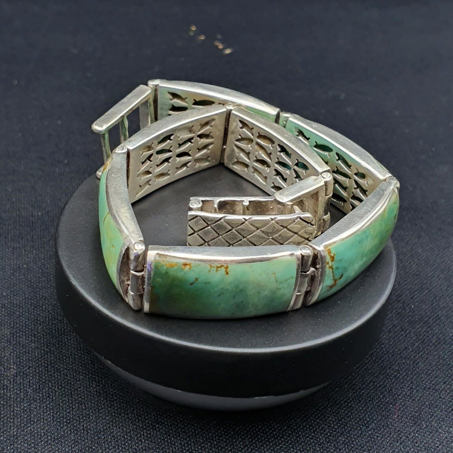 Wunderschönes natürliches Kingman USA Türkis 925 STERLING SILBER ARMBAND