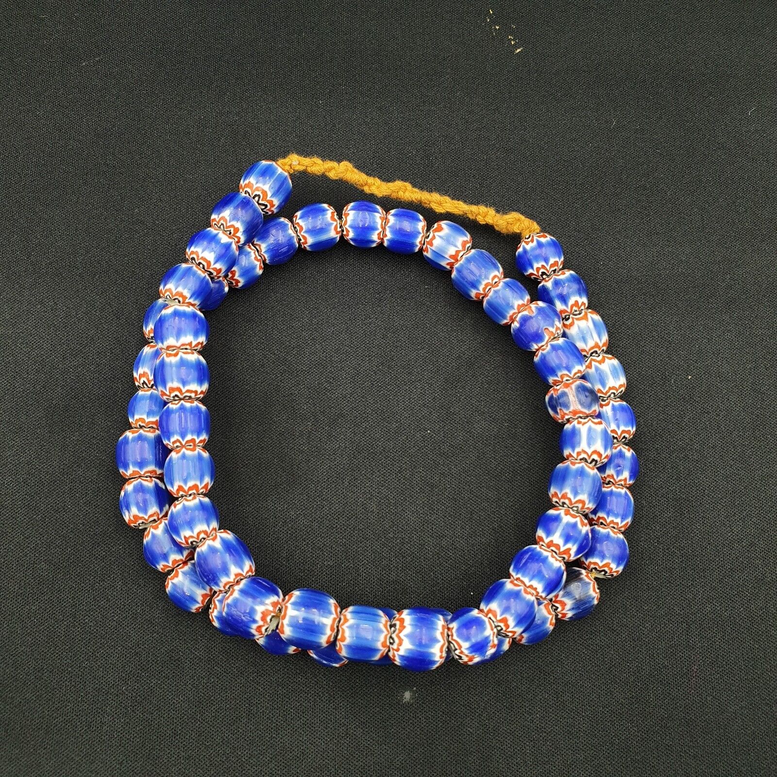 Vintage blue chevron African Glass beads Necklace