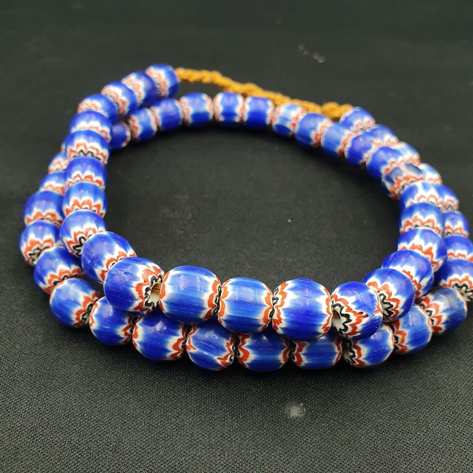 Vintage blue chevron African Glass beads Necklace