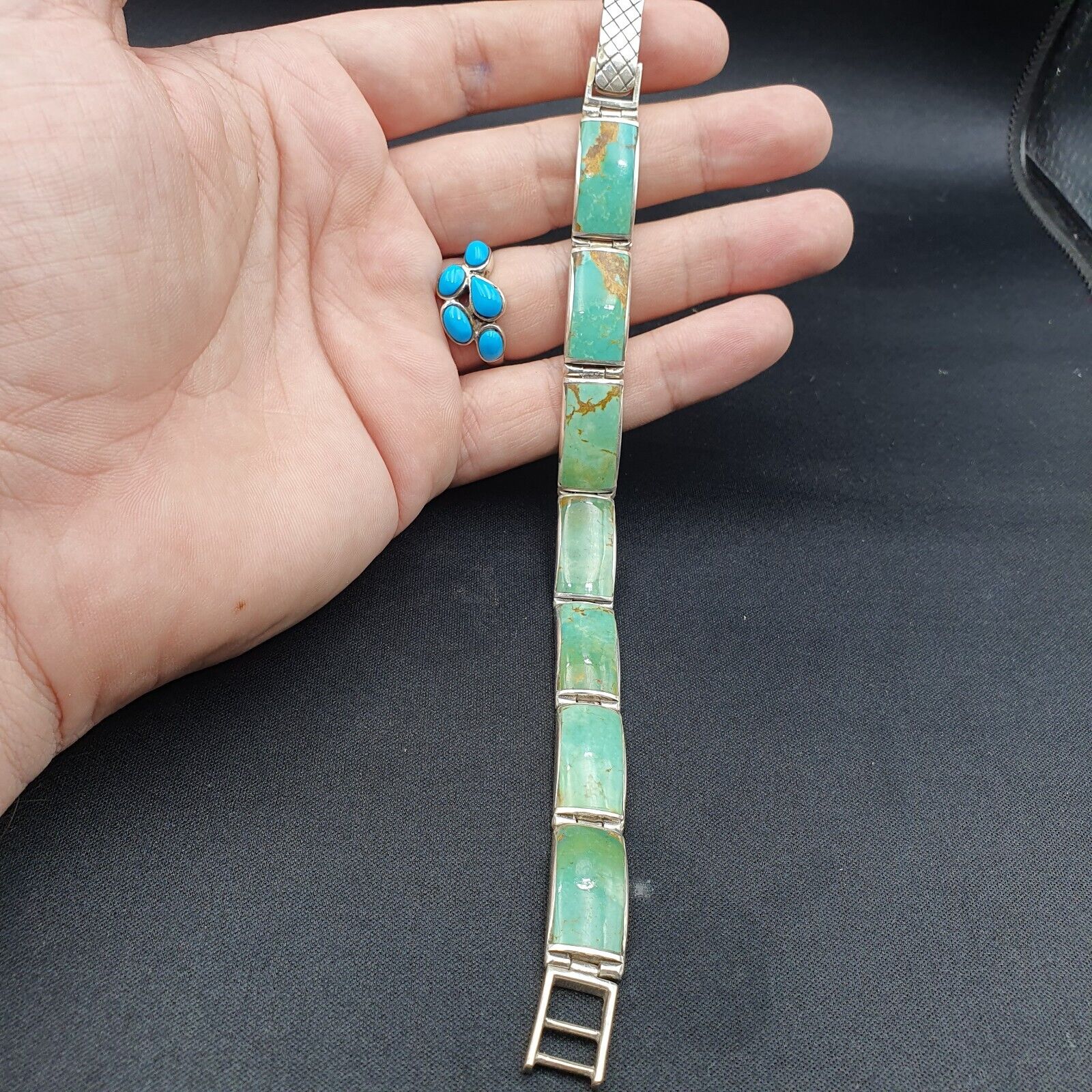 Beautiful Natural Turquoise 925 STERLING SILVER BRACELET