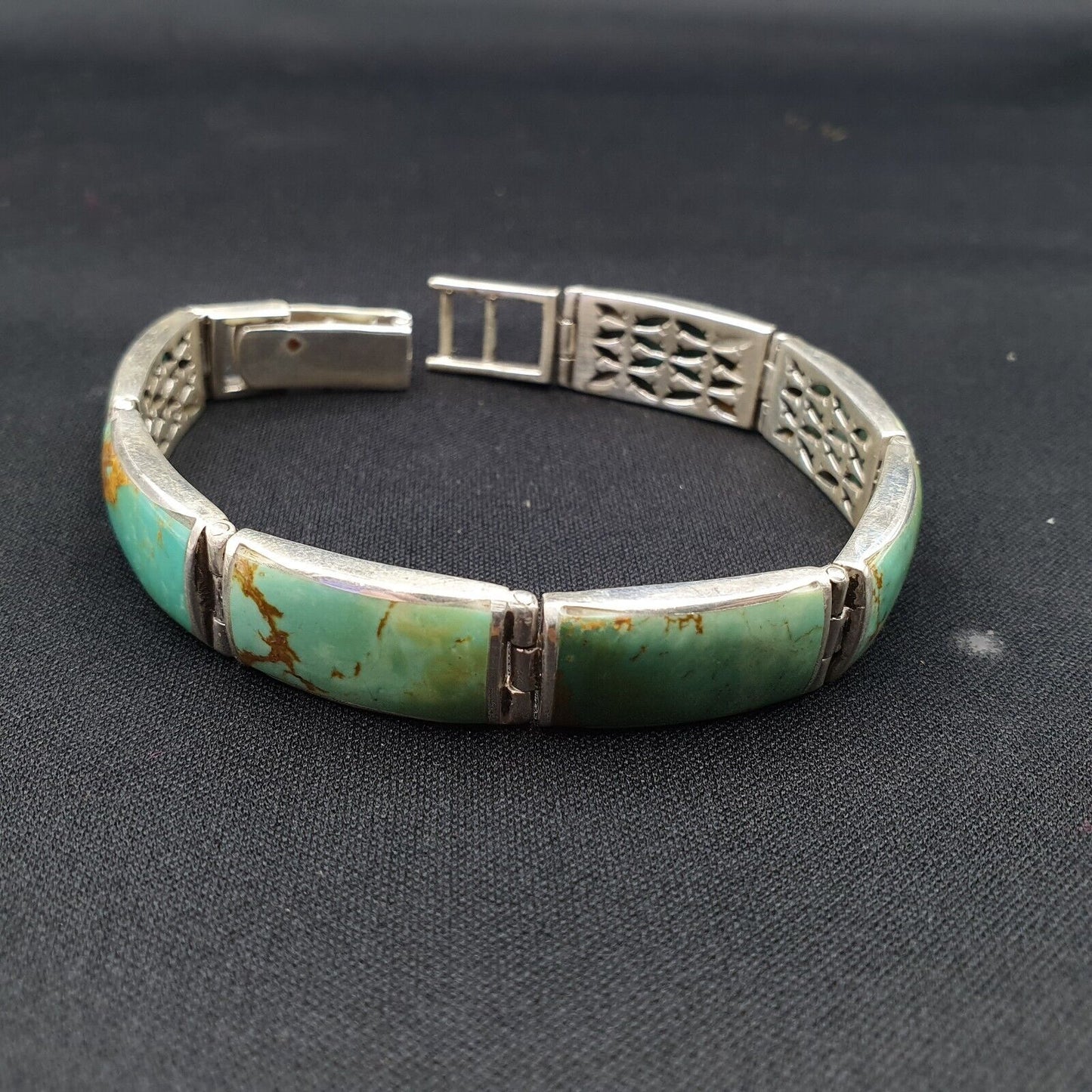 Wunderschönes natürliches Kingman USA Türkis 925 STERLING SILBER ARMBAND