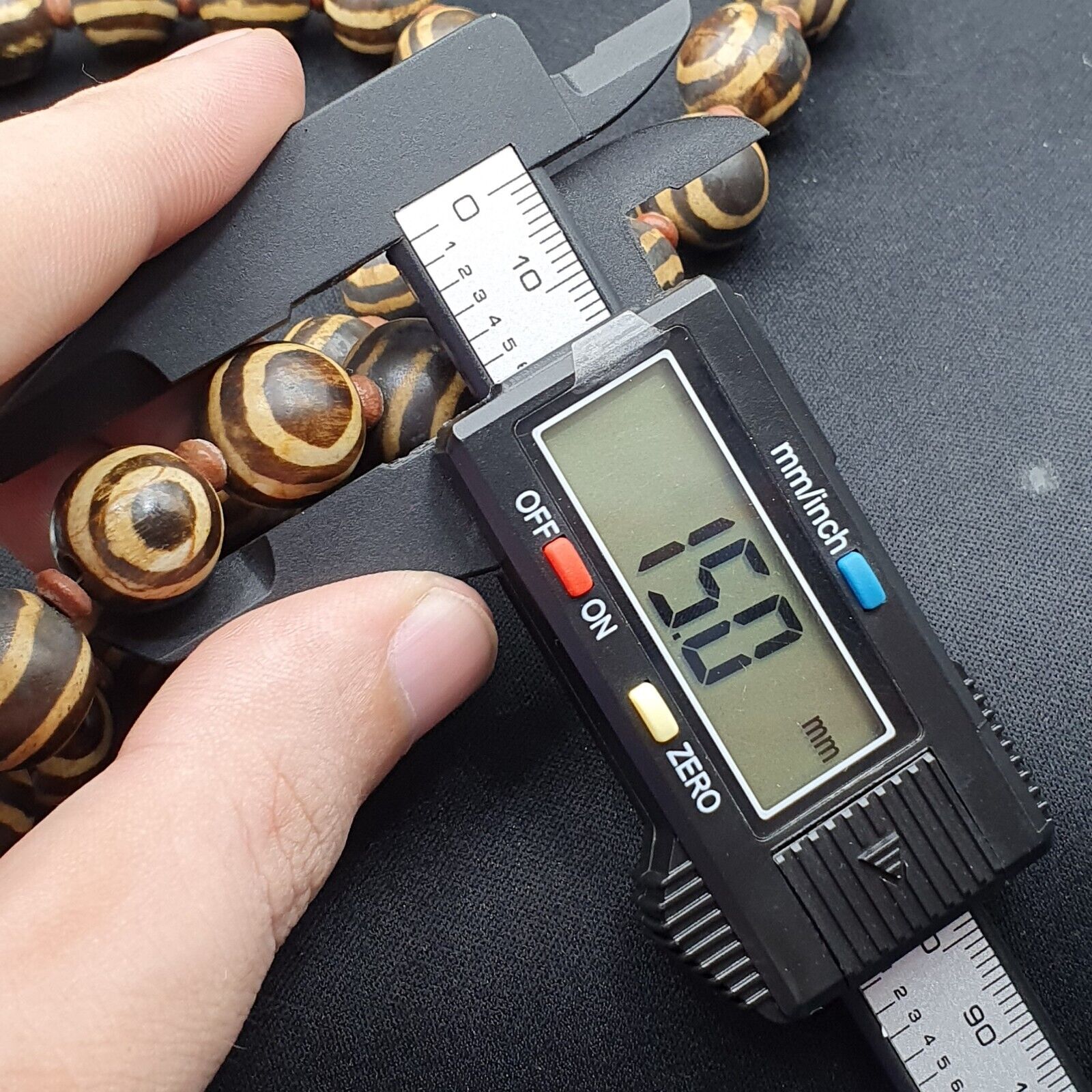 South Asian Burmese Old Pumtek petrified Wood Beads Necklace Strand 14-15mm