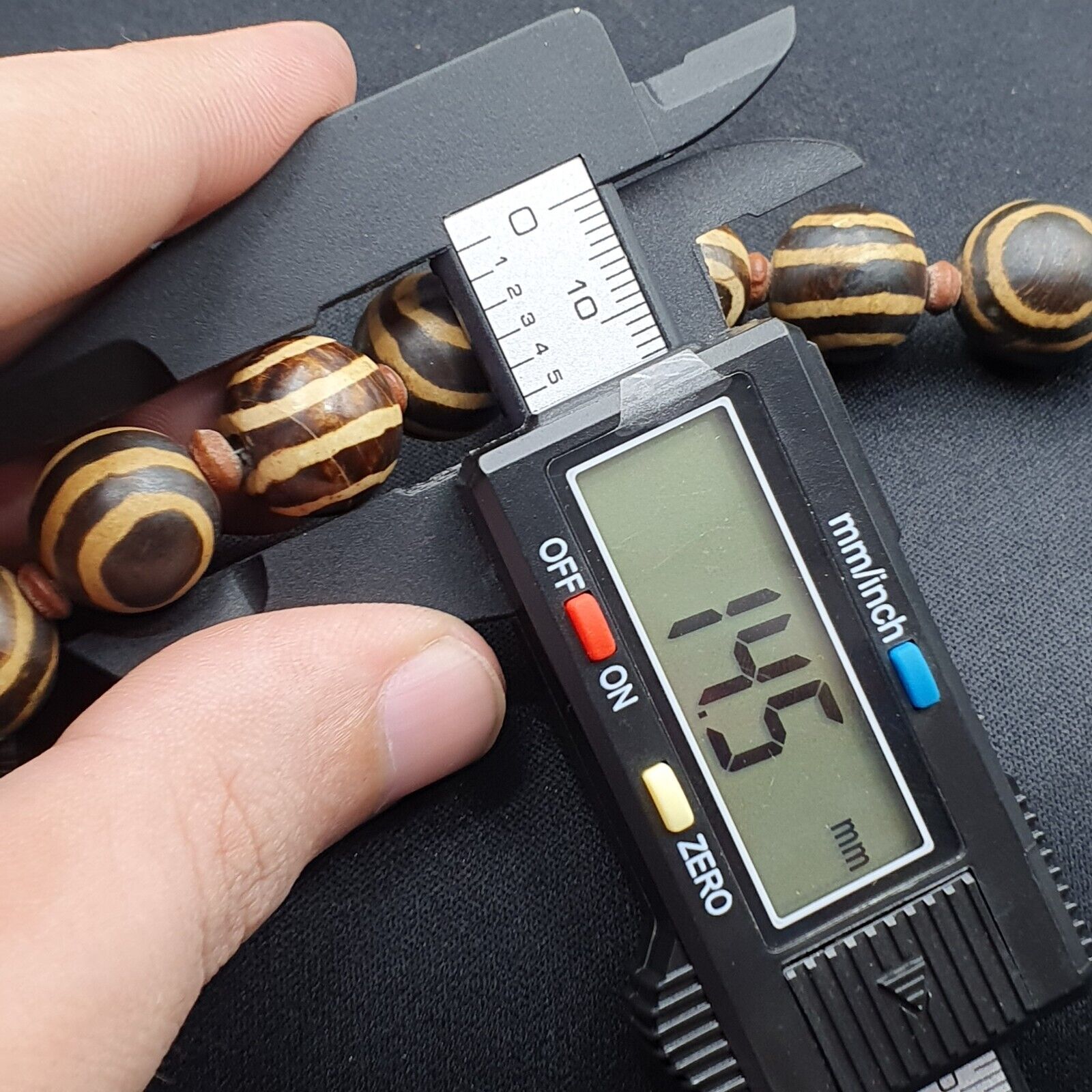 South Asian Burmese Old Pumtek petrified Wood Beads Necklace Strand 14-15mm