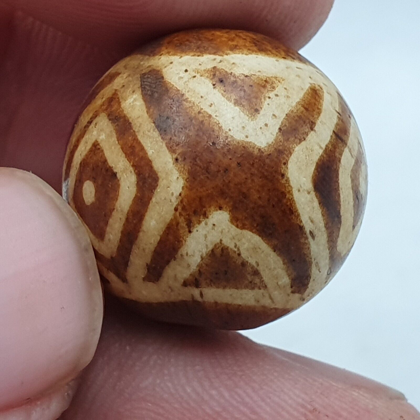 Lot 10 Beads Rare Patterns South Asian Burmese Old Pumtek petrified Wood Beads