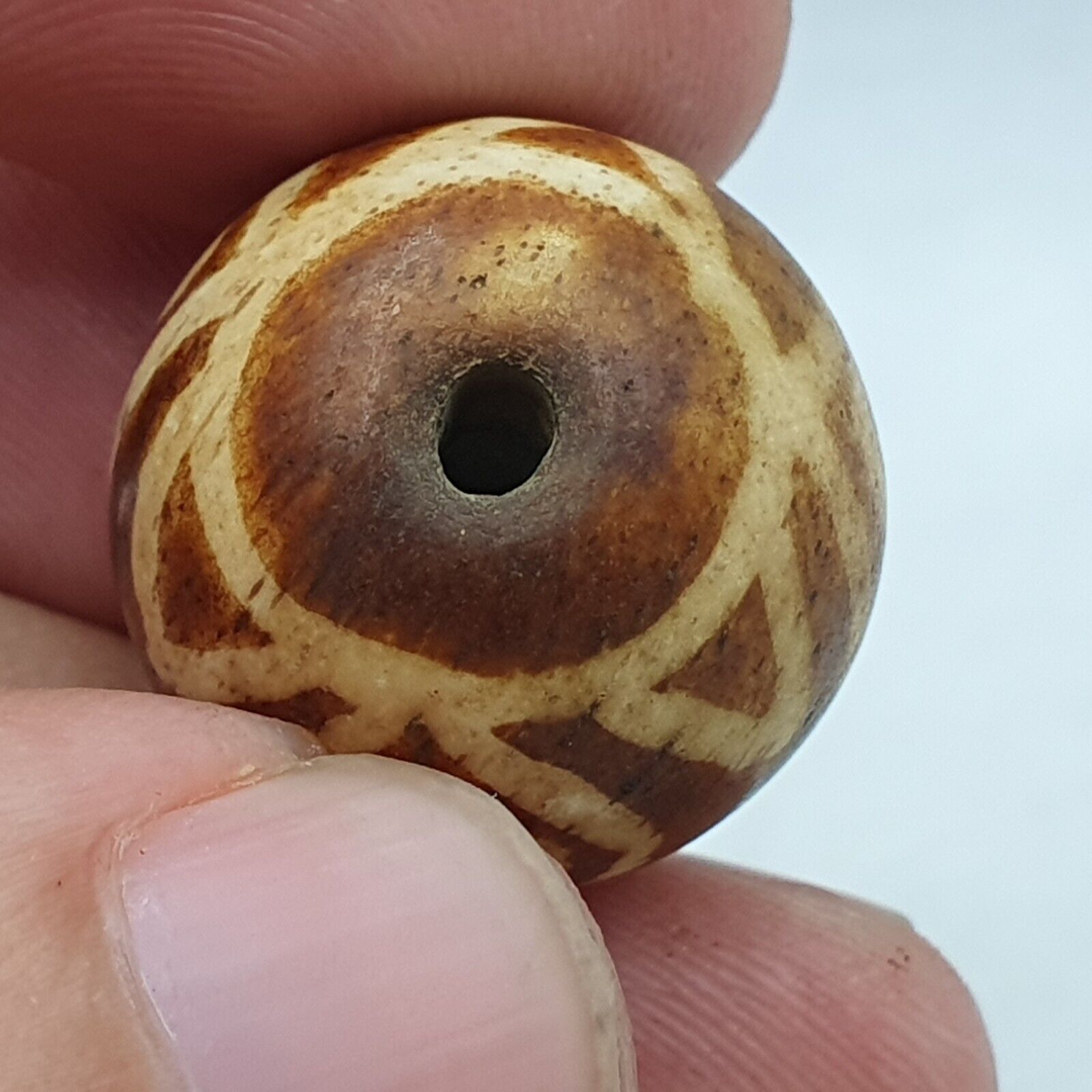 Lot 10 Beads Rare Patterns South Asian Burmese Old Pumtek petrified Wood Beads