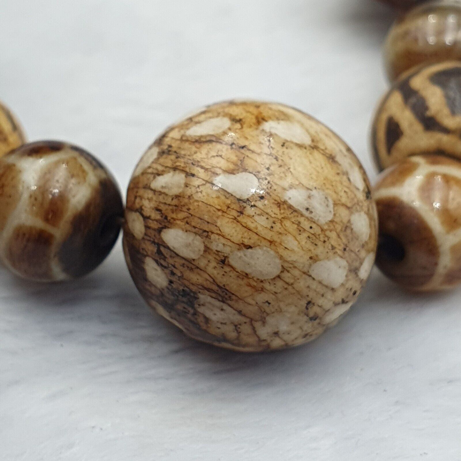 RARE Very Old PUMTEK BEADS Necklace Palmwood Great Patterns Necklace NC22
