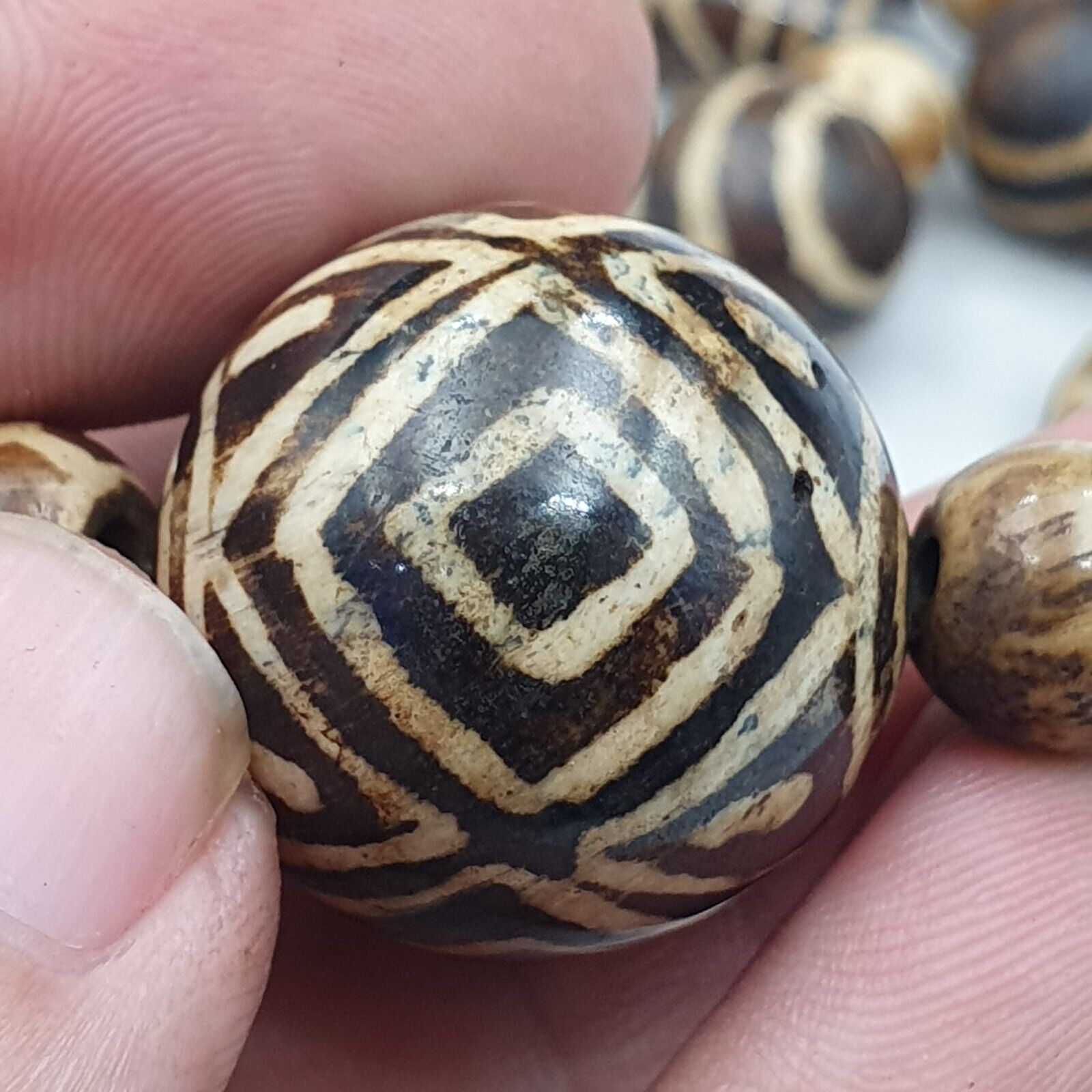 RARE Very Unique Old PUMTEK BEADS Necklace Great Patterns Necklace NC47