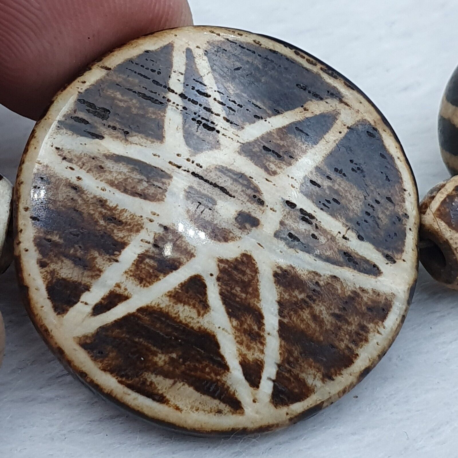 RARE Very Unique Old PUMTEK BEADS Necklace Great Patterns Necklace NC47