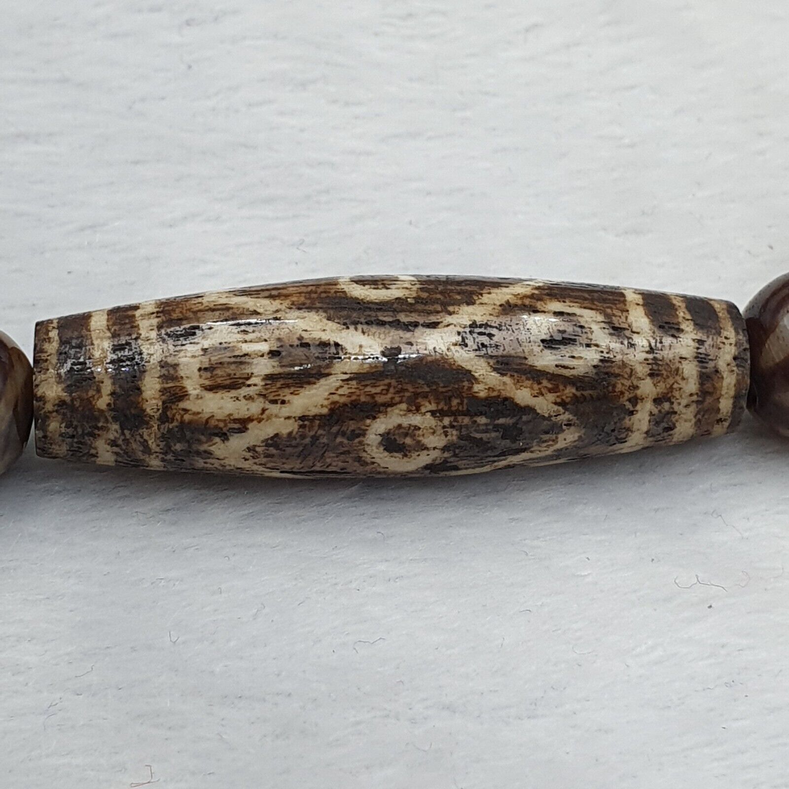 RARE Very Old PUMTEK BEADS Necklace Palmwood Great Patterns Necklace NC22