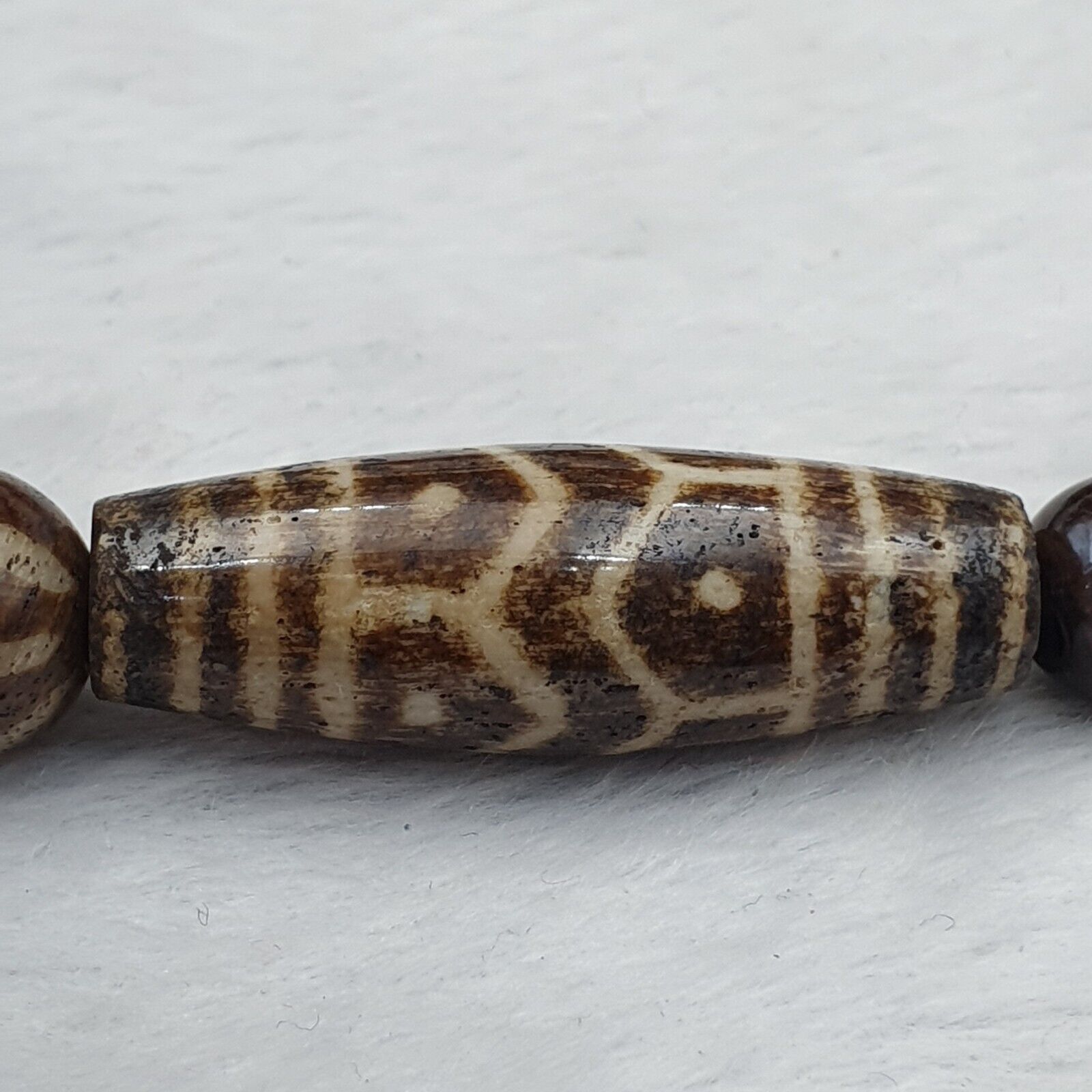 RARE Very Old PUMTEK BEADS Necklace Palmwood Great Patterns Necklace NC22