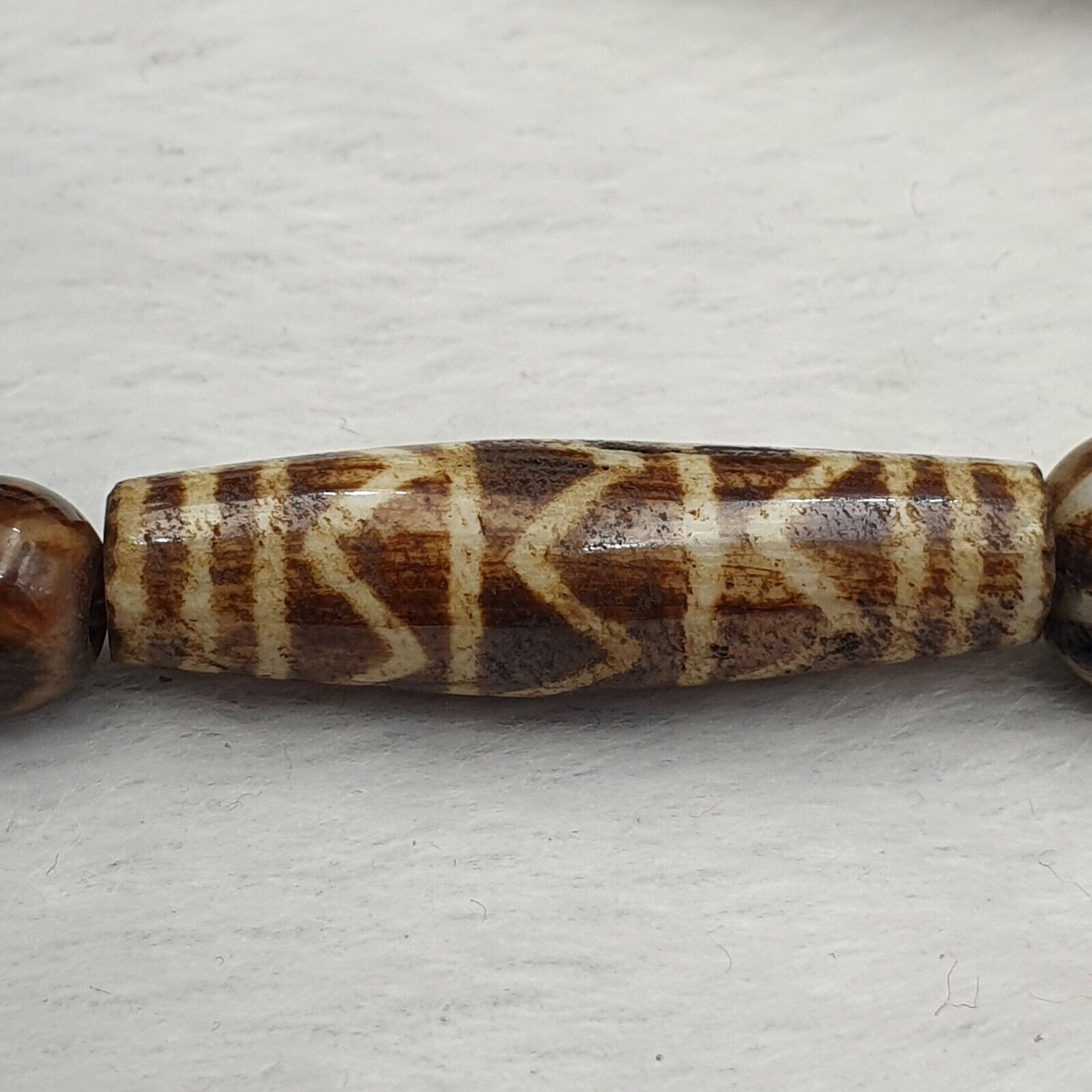 RARE Very Old PUMTEK BEADS Necklace Palmwood Great Patterns Necklace NC22
