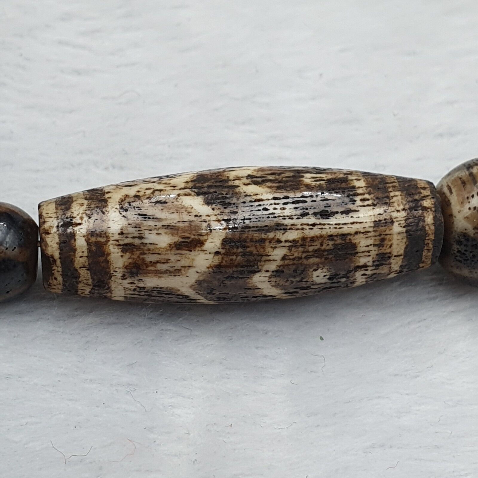 RARE Very Old PUMTEK BEADS Necklace Palmwood Great Patterns Necklace NC22