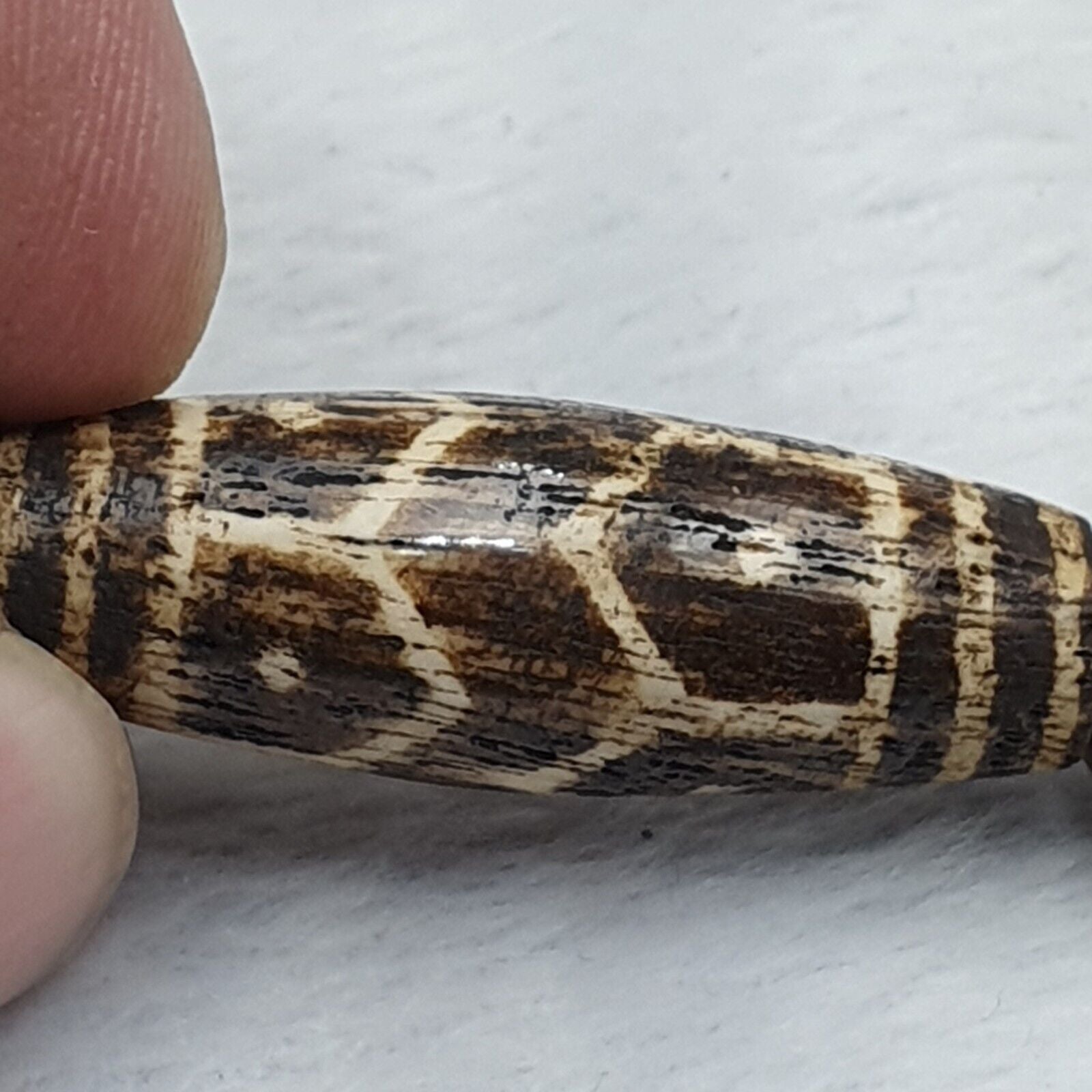RARE Very Old PUMTEK BEADS Necklace Palmwood Great Patterns Necklace NC22