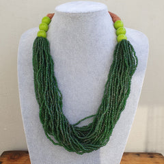 Vintage Tiny Green Afghan Glass Beads Afghanistan Tribal Jewelry Necklace
