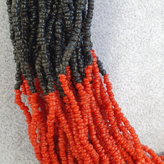 Vintage Tiny Black and Red Glass Beads Afghanistan Tribal Jewelry Necklace