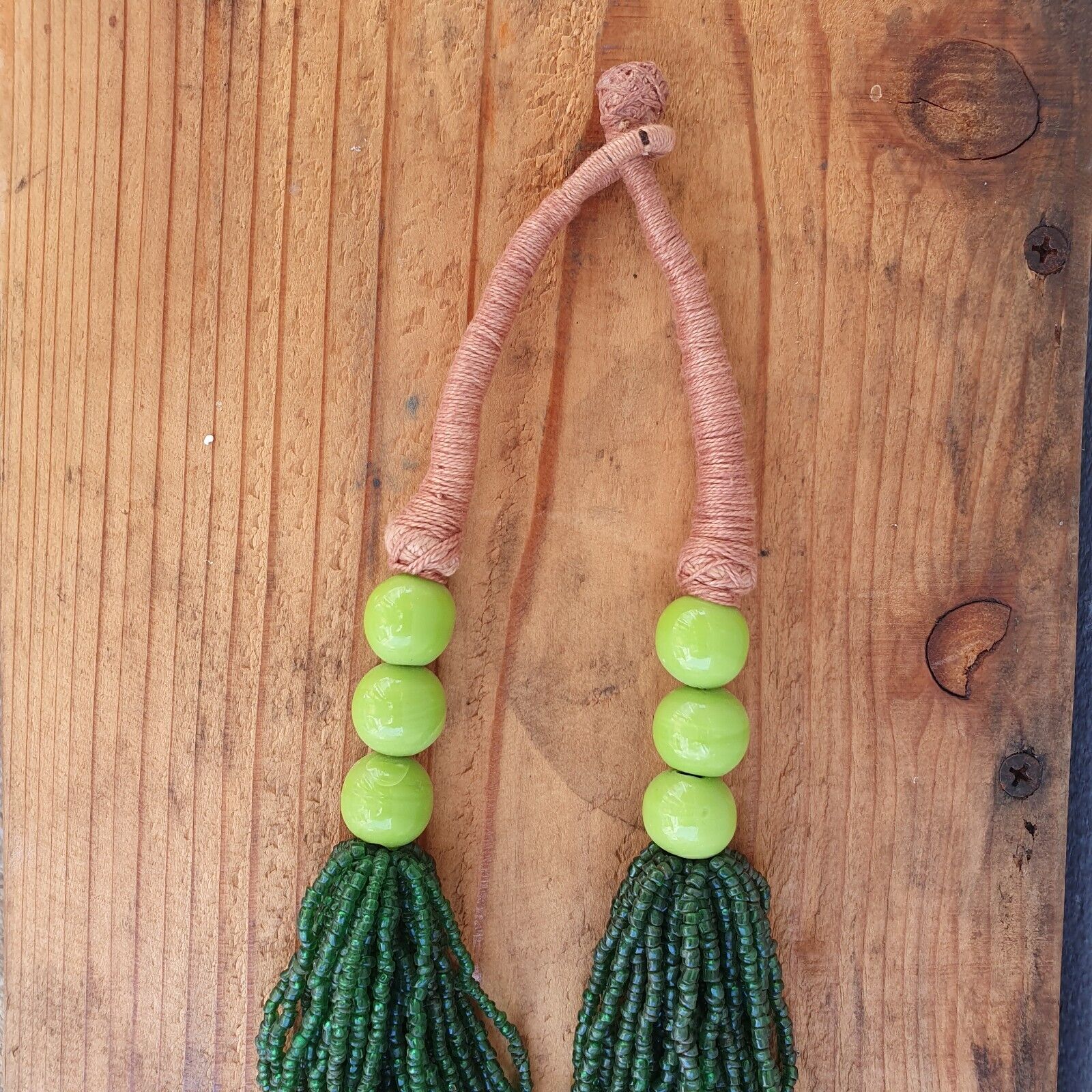 Vintage Tiny Green Afghan Glass Beads Afghanistan Tribal Jewelry Necklace