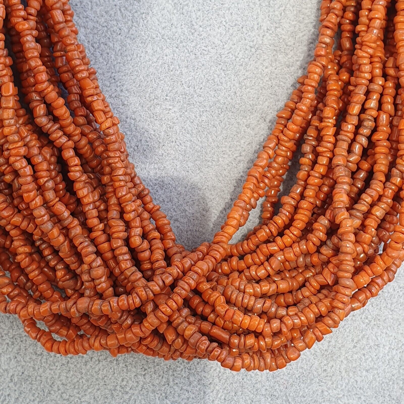 Vintage Tiny Seed Orange Glass Beads Afghanistan Tribal Jewelry Necklace