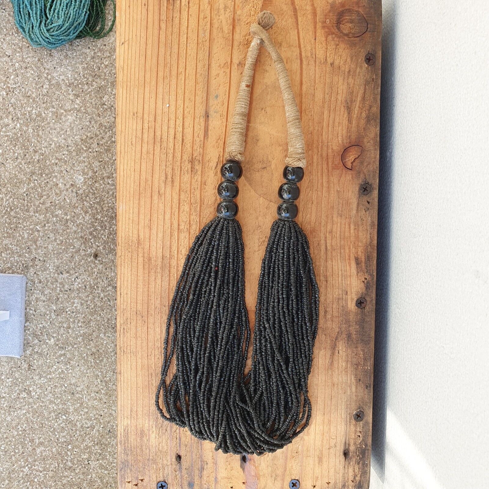 Vintage Tiny Black Glass Beads Afghanistan Tribal Jewelry Necklace Seed Beads