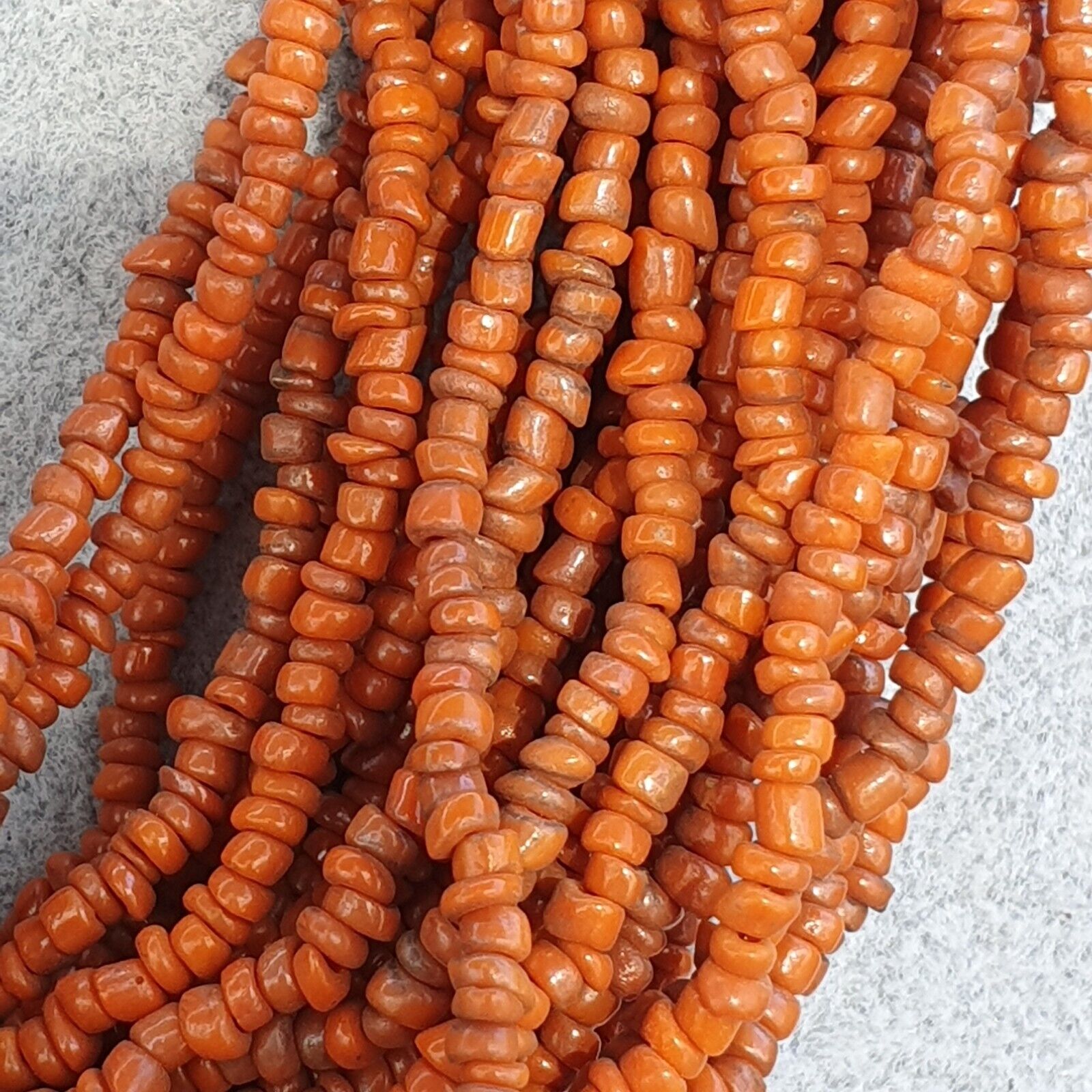 Vintage Tiny Seed Orange Glass Beads Afghanistan Tribal Jewelry Necklace
