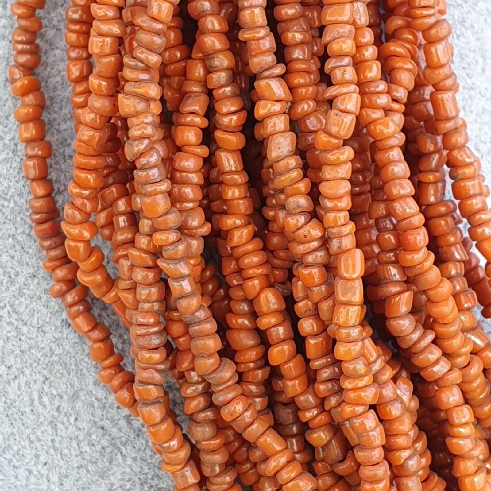 Vintage Tiny Seed Orange Glass Beads Afghanistan Tribal Jewelry Necklace