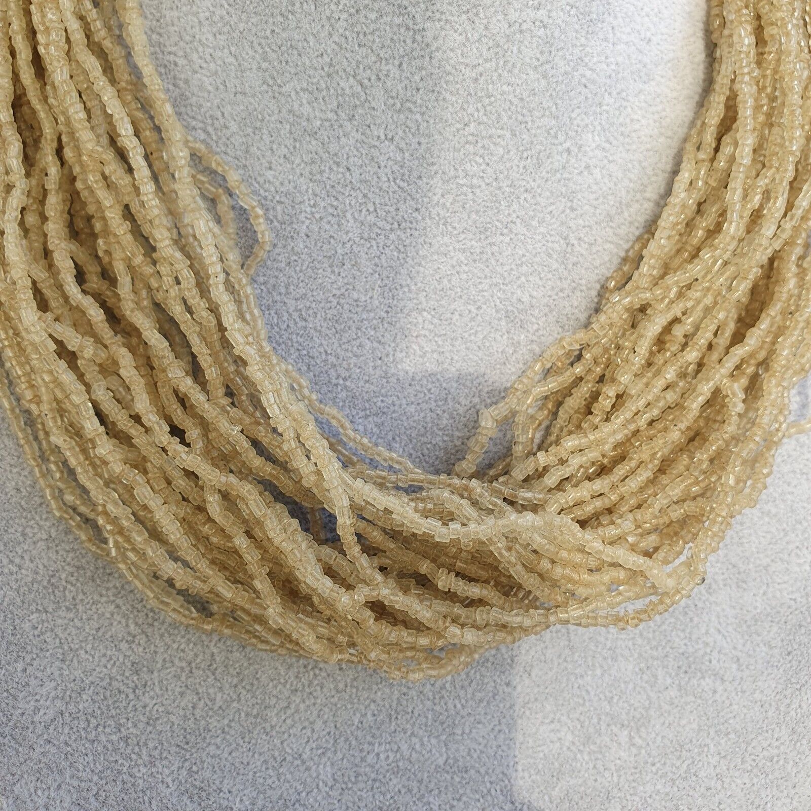 Vintage Tiny crystal white Seed Glass Beads with Coin Tribal Jewelry Necklace