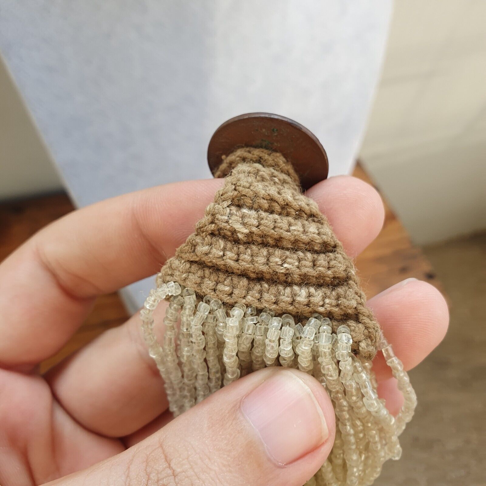 Vintage Tiny crystal white Seed Glass Beads with Coin Tribal Jewelry Necklace