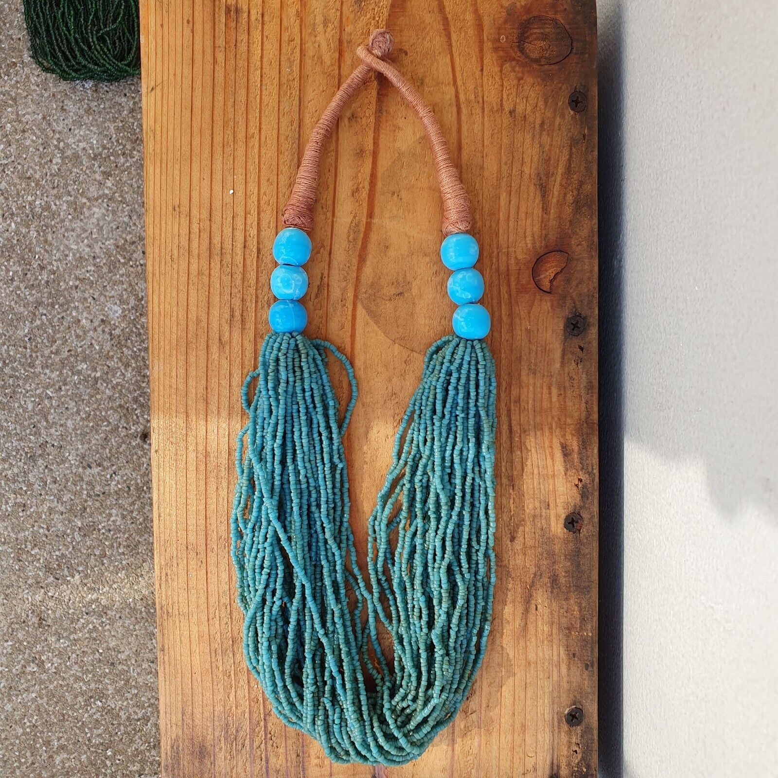 Vintage Tiny Turquoise Blue Glass Beads Afghanistan Tribal Jewelry Necklace