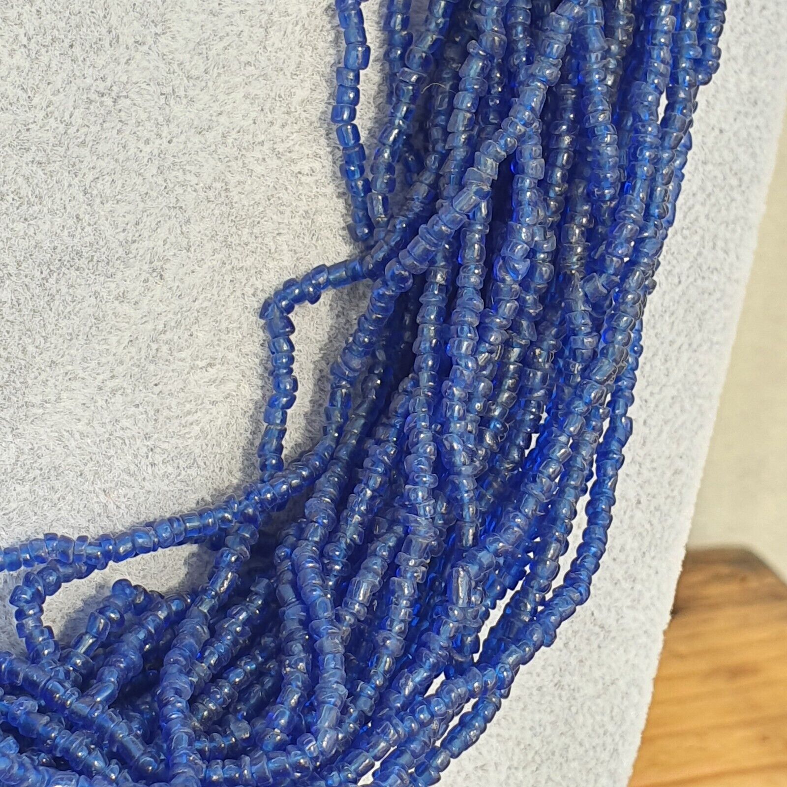 Vintage Tiny Blue Afghan Glass Beads Afghanistan Tribal Jewelry Necklace