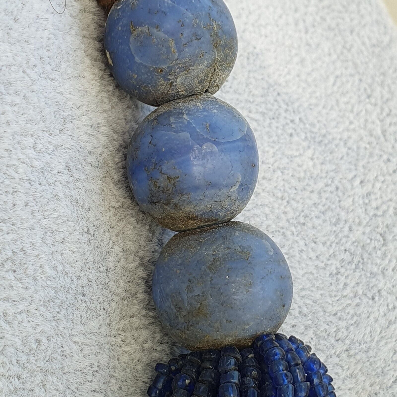 Vintage Tiny Blue Afghan Glass Beads Afghanistan Tribal Jewelry Necklace