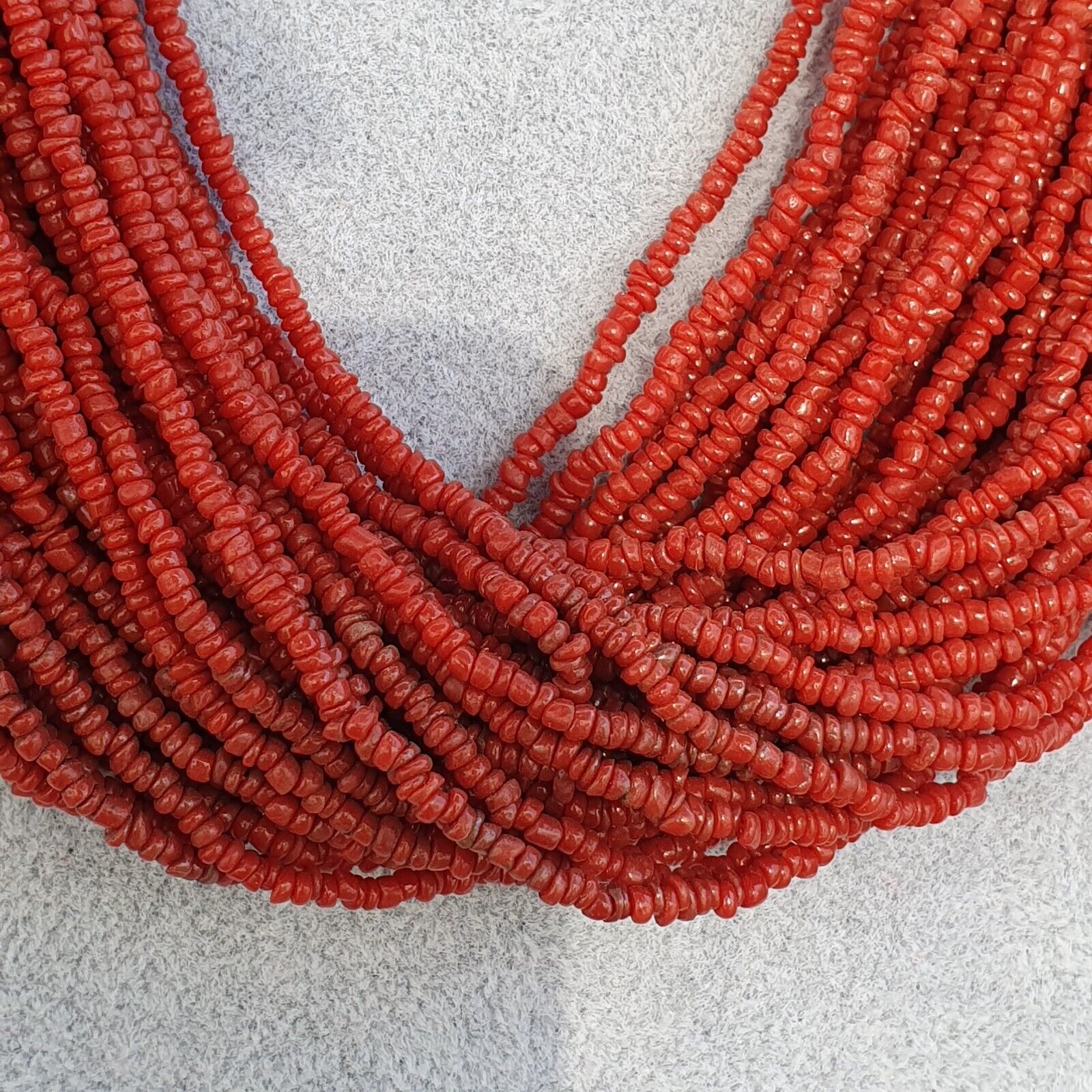 Vintage Tiny RED Seed Glass Beads Afghanistan Tribal Jewelry Necklace