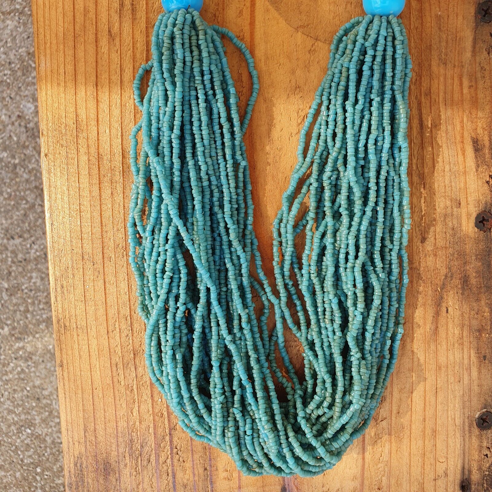 Vintage Tiny Turquoise Blue Glass Beads Afghanistan Tribal Jewelry Necklace