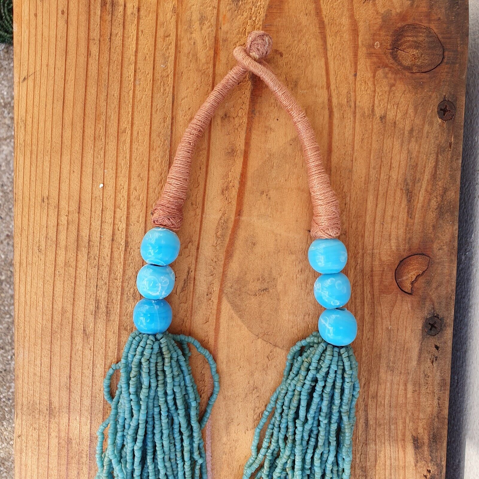 Vintage Tiny Turquoise Blue Glass Beads Afghanistan Tribal Jewelry Necklace