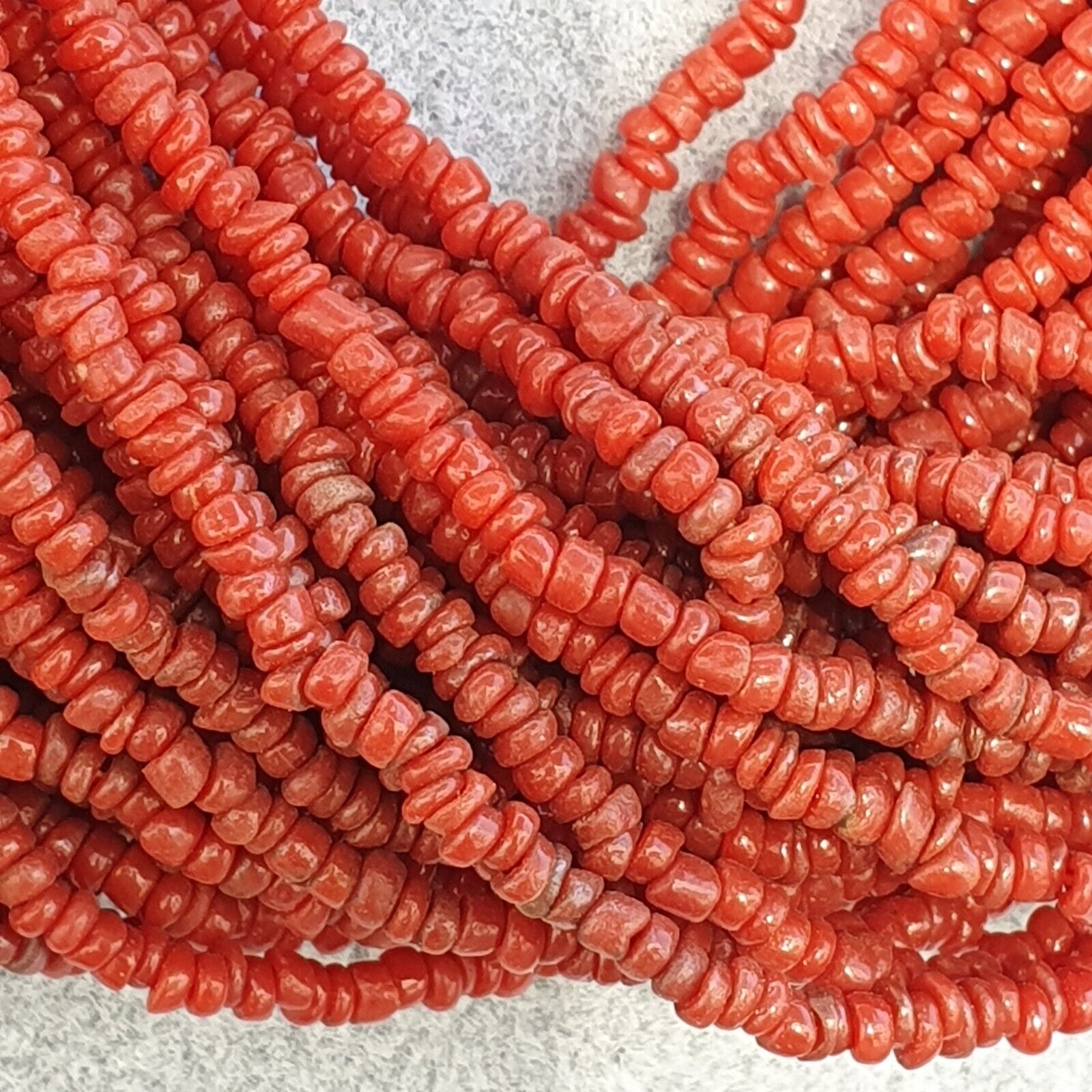 Vintage Tiny RED Seed Glass Beads Afghanistan Tribal Jewelry Necklace